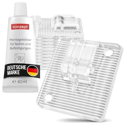 Abbildung von 80 Stück Klebehaken für Katzennetz Balkon inkl. Montagekleber 60ml, extra stark, transparent &amp; klein, ohne Bohren, wetterfest, einfache Montage