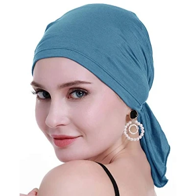 Abbildung von osvyo Bambus Chemo Kopftuch für Frauen mit Haarausfall Krebspatienten Kopfbedeckung Turban in Versiegelter Verpackung HELLBLAU