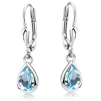 Abbildung von Materia Paar Ohrhänger Damen Topas Blau Edelstein SO 448, 925 Sterling Silber