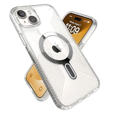 Abbildung von Speck Transparente Schutzhülle für iPhone 15 Plus ClickLock rutschfeste Interlock, MagSafe, Fallschutzgriff &amp; 14 Anti Vergilbung 6,7 Zoll Handyhülle Presidio