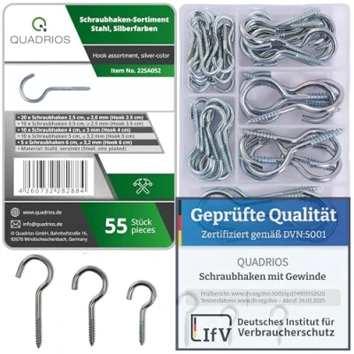 Abbildung von Quadrios Schraubhaken 22SA052 Sortiment Silber 55 Teile St.
