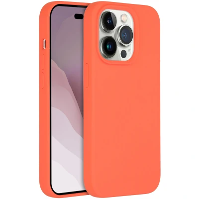 Abbildung von Apple iPhone 14 Pro Hülle MagSafe Silikon Accezz Soft Case/Backcover Handyhülle Orange