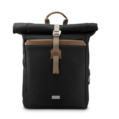 Abbildung von Hama Rucksack mit Laptop Fach (29 l, für bis 16,2“, Rollrucksack Uni, Schule, Arbeit, Reisen, Rolltop, Tabletfach, Organizer, Vordertasche, zwei Seitentaschen) schwarz