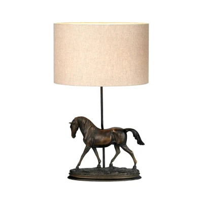 Abbildung von Designer&#039;s Lightbox DL SPIRIT TL Tischleuchte 1xE27 40W Harz Bronze Patina, Hessian natürlich H:65.5cm Ø40cm