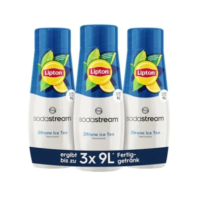 Abbildung von SodaStream Sirup 3x Lipton Ice Tea Zitrone, 1x Flasche ergibt 9 Liter Fertiggetränk, Sekundenschnell zubereitet und immer frisch, 440 ml