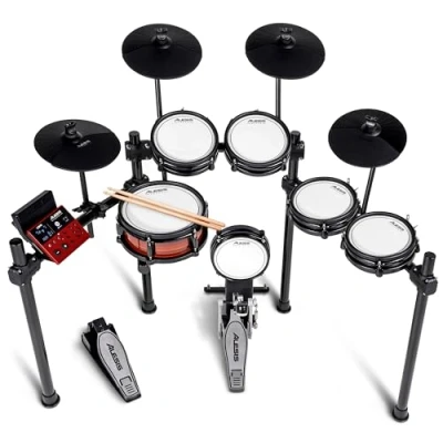 Abbildung von Alesis Nitro Pro XL 10 teiliges E Schlagzeug mit leisen Dual Zone Mesh Pads, 500+ authentischen BFD Sounds, Bluetooth, Drumeo, USB MIDI