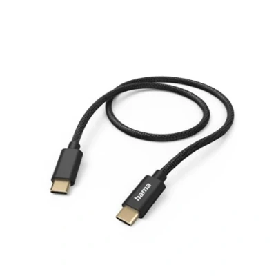 Abbildung von Hama Ladekabel „Fabric“ USB C auf C, Nylon, 1,5m (Schnellladung, Handy Ladekabel, Datenkabel, Kabel, Handykabel, Typ Knickschutz, flexibel, vergoldet, maximal kompatibel) schwarz