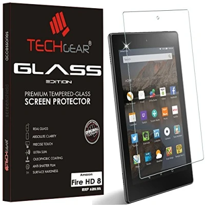 Abbildung von TECHGEAR GLAS Schutzfolie kompatibel mit früheren Amazon Fire HD 8 2015 2018 [NICHT das neueste 2020 Modell] Folie Anti Kratzer Schutzabdeckung 8., 7., 6. &amp; 5. Generation