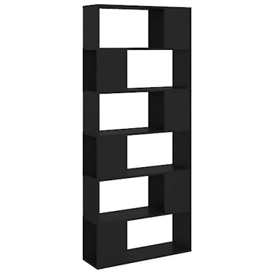 Abbildung von vidaXL Bücherregal Raumteiler Standregal Wandregal Bücherschrank Bürorregal Regal Aktenregal Aufbewahrung Raumtrenner Schwarz 80x24x186cm Holzwerkstoff
