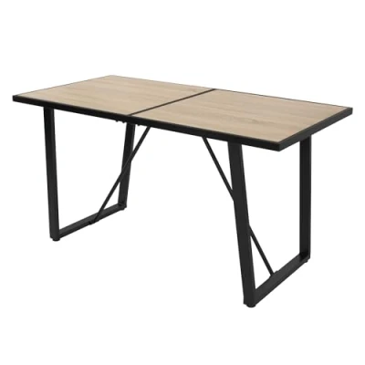 Abbildung von ML Design Esstisch 140x70x75 cm, Eiche Optik, Rechteckiger Esszimmertisch für 6 Personen, Industrieller Küchentisch, Wohnzimmertisch mit Metallgestell, Schreibtisch höhenverstellbare Schraubfüße