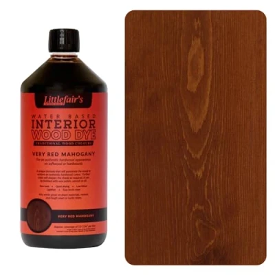 Abbildung von Littlefair&#039;s Holzlasur 1ltr Innen Holz Lasur Für Natürliche Holzmaserung Wasserbasierte Wood Stain Schnell Trocknend &amp; Umweltfreundlich Farbe: Sehr rotes Mahagoni