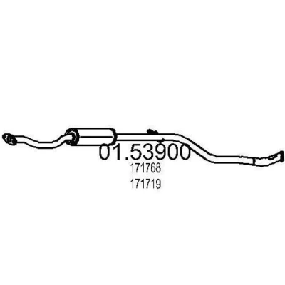 Abbildung von MTS 01.53900 Mittelschalldämpfer 2250 PEUGEOT: 106 II Schrägheck, I CITROËN: Saxo Schrägheck