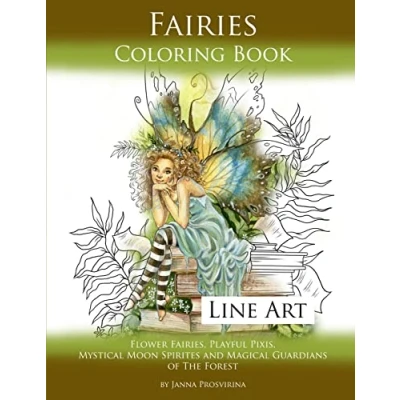 Abbildung von Fairies Coloring Book Line Art: Flower Fairies, Playful Pixis, Mystical Moon Spirites and Magical Guardians of the Forest