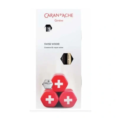 Abbildung von Caran d&#039;Ache DAche Swiss Holz Bleistifte (2graphit Bleistifte, Radiergummi, Metall Spitzer), 348.102, silber