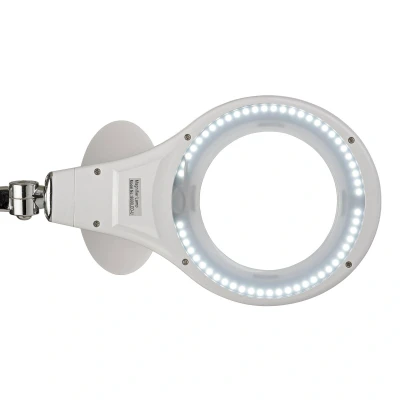 Abbildung von Maul Lupenleuchte MAULmakro LED mit Klemmfuß für präzise Arbeiten in Werkstatt, Büro und medizinischen Praxen Tageslichtlampe 6.500 K 1,75 fache Vergrößerung Weiß