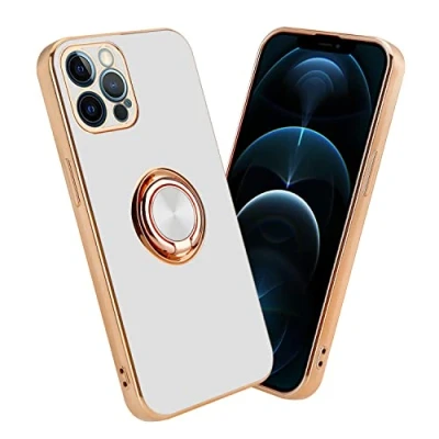 Abbildung von Cadorabo Hülle kompatibel mit Apple iPhone 12 PRO Schutzhülle TPU Silikon Case Ring Design Kameraschutz Slim Kratzfest Weiche Gummi Rundumschutz für in Weiß