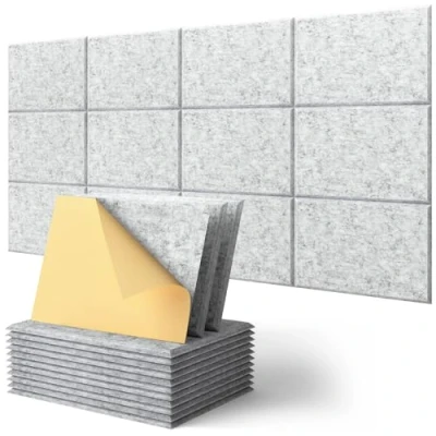 Abbildung von Akustikplatten Selbstklebend, Rechteck, Schalldämmung Wand, 12 Stück, Hohe Dichte Akustikpaneele, Schallschutz, Schallabsorber (30x40x0.9cm)