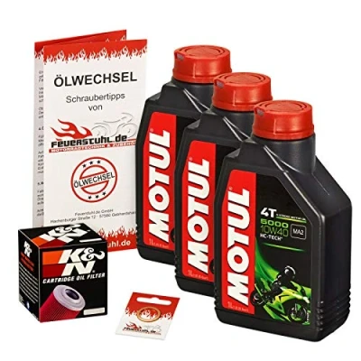 Abbildung von Motul 10W 40 Öl + K&amp;N Ölfilter für Kawasaki KLX 650 C, 93 95, LX650C Ölwechselset inkl. Motoröl, Filter, Dichtring