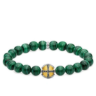 Abbildung von Thomas Sabo Unisex Armband Kreuz grün 925 Sterlingsilber gelbgold vergoldet A1930 555 6 L16