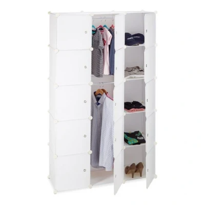 Abbildung von relaxdays Steckregal Regalsystem Kleiderschrank 11 Fächer, Weiß