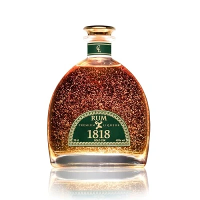 Abbildung von 1818 Rum XO 23K Blattgold Geschenkidee für Männer &amp; Frauen Dominikanischer Ron Reserva Double Cask Bourbon Sherryfässern mit Gold Zertifikat Ohne Geschenkverpackung 40% 70 cl