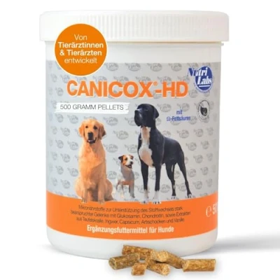 Abbildung von NutriLabs Canicox HD Gelenk Pellets für Hunde 500 g mit MSM, Chondroitin, Hyaluronsäure, Glucosamin &amp; Teufelskralle Gesundheitsprodukte Nahrungsergänzungsmittel Hund