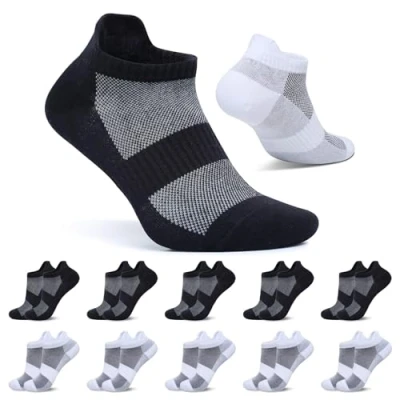 Abbildung von FALARY Sneaker Socken Damen 35 38 Kurze 10 Paar Herren Schwarz Weiß Sportsocken Baumwolle Atmungsaktive Laufsocken Unisex