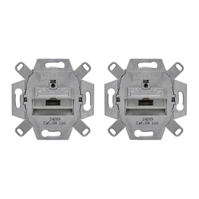 Abbildung von 2 x Rutenbeck UAE Cat. 6A iso Universal Anschlussdose/Datendose LAN 136104030, 1 fach RJ45, 10 Gbit/s, Unterputz, geschirmt