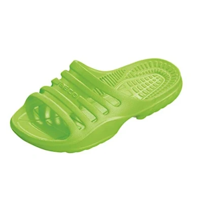 Abbildung von BECO Badeschuhe Kinder leichte EVA Badesandalen für Mädchen &amp; Jungen, komfortable Badeschlappen ideal Schwimmbad oder Strand in Grün, Größe: 33