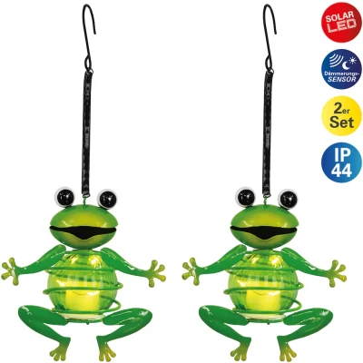 Abbildung von näve LED Solarleuchte &quot;2er Set Solar Deko Hängeleuchte &quot;FROSCH&quot;&quot;, Inkl. Dämmerungssensor