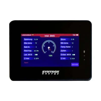 Abbildung von Syntrox Germany Externes Display, LiFePO4 Batterien, 12V, 24V, Ladestand, Batteriekapazität, Überladungserkennung, Touchscreen, Energieeffizienz Überwachung, Robust (12V)