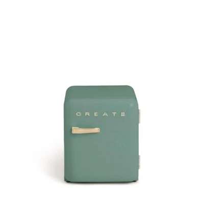 Abbildung von CREATE / Retro FRIDGE 50 GOLD/Kühlschrank in Salbeigrün, Griff Gold 85W, Minibar, eine Regalfläche, Design, 50cm, zwei Ablagen, 48L Fassungsvermögen, energiesparend, 50x44x49,8cm