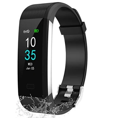 Abbildung von LEBEXY Fitness Armband Wasserdicht Smartwatch Tracker Uhr mit Schrittzähler, S1 Version (Schwarze)
