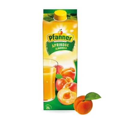Abbildung von Pfanner Aprikose Nektar (1 x 2 l) Fruchtgetränk mit mind. 40% Fruchtgehalt Saftgetränk aus Aprikosen
