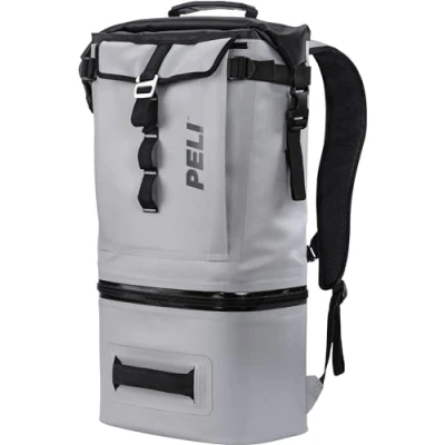 Abbildung von PELI Rucksack Kühltasche, Premium Kühltasche mit 2 isolierten Fächern, Für den täglichen Abenteurer, Fassungsvermögen innen: 5 Liter, Farbe: Hellgrau