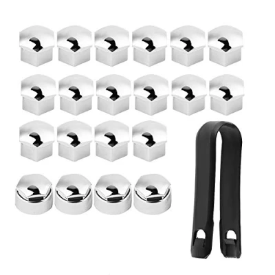 Abbildung von Schutzkappen für Staubschutz, Autoreifen Autofelgen Schraubenabdeckung Auto, 20pcs Auto Nabe 17mm Mutter Rad Hub Schraube Schutz Diebstahlschutzkappe(Silver)