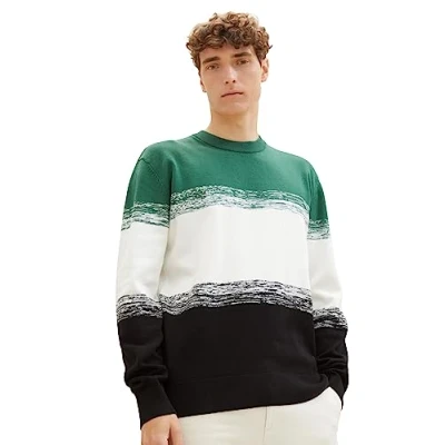 Abbildung von TOM Tailor Denim Strickpullover, Herren, Größe: XXL, Green black gradient stripe
