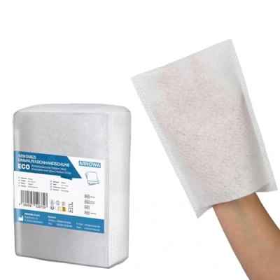 Abbildung von 50 ARNOMED Einmalwaschlappen Molton, trockene für Baby, Kinder &amp; Erwachsene, Einmal Waschhandschuhe 60g/m², Weiße Waschlappen weich, sanfte Einwegwaschlappen zur Körperpflege