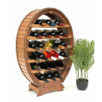 Abbildung von DanDiBo Weinregal Holz Stehend Weinfass 24 Flaschen Braun Flaschenregal Flaschenhalter Fass
