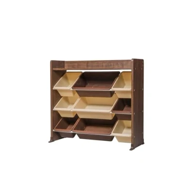 Abbildung von Iris Ohyama, Spielzeugregal, Aufbewahrungsmöbel für Kinder, Organizer, Spielzeugkisten, 9 herausnehmbare Kisten in verschiedenen Farben, Schule, Zimmer, Spielzimmer Kids Toy Rack TKTHR 39 Braun
