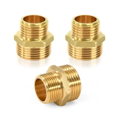 Abbildung von Doppelnippel Reduziert Messing 1&quot; AG x 3/4&quot; Hexagon Reduzierstück, Reduzierung Adapter, Beidseitig Außengewinde Rostfrei Anschlussnippel Trinkwasser Geeignet (3 Stück)