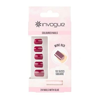 Abbildung von Invogue Wine Red Square Nails (24 Pieces)