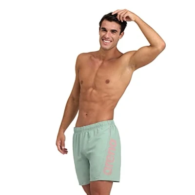 Abbildung von Arena Fundamentals Logo Boxer R Herren Strand und Pool Boxershorts, Badeshorts aus weichem, recyceltem schnell trocknendem Material, Boxershorts mit Netz Innenslip