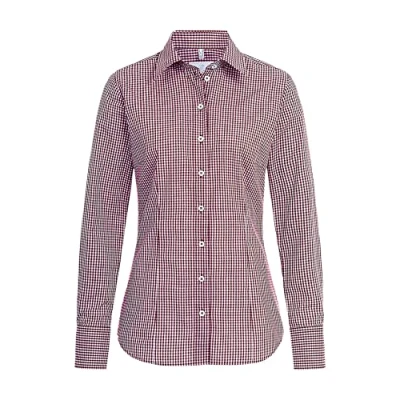 Abbildung von GREIFF Corporate Wear Basic Damen Bluse Langarm Regular Fit Bordeaux kariert Modell 6521 Größe 40