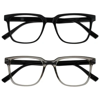 Abbildung von OPULIZE LEO Lesebrille 2er Pack Großes Rechteckiges Gestell Schwarz, Grau Herren Damen Federscharniere RR55 17 +2.50