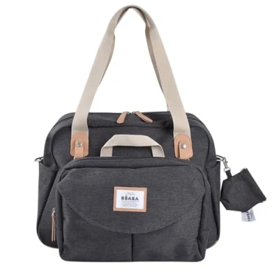 Abbildung von BÉABA, Wickeltasche Genève II, modular, viel Stauraum, mehrere Fächer, abnehmbare Vordertasche, Wickelunterlage, isolierte Lunchtasche, Kinderwagen Befestigungssystem, Dunkelgrau