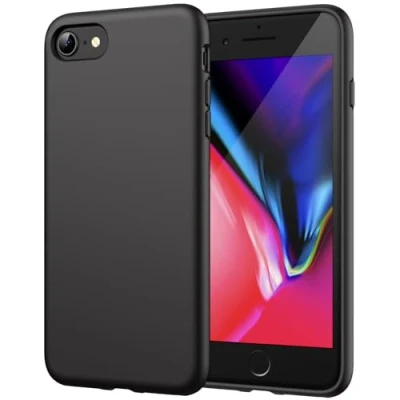 Abbildung von JETech Silicone Hülle für iPhone SE 3/2 (Modell 2022/2020), 8 und 7, seidigem Ganzkörper Schutzhülle, mit weichem Mikrofaser Innenfutter stoßfestes Abdeckung (Schwarz)