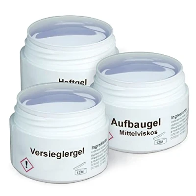 Abbildung von GS Nails UV Gel Set 3X 5ml Nagel für Nail Art &amp; Design Haft Gel, mittelviskoses Aufbau Versiegelungs 15ml