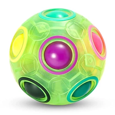 Abbildung von Vdealen Regenbogenball Magischer Puzzleball Zappelball Spiel Spaß Stressabbau Geschicklichkeitsspiele Pädagogische Spielzeug Denksport Ball Knobelspiel für Kinder Teens &amp; Erwachsene