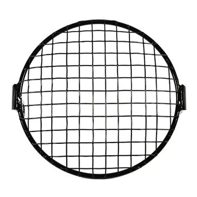 Abbildung von Qiilu Gitter für Scheinwerfer, 6,3&quot; Retro Motorrad Grill Seitenmontage Scheinwerfer Lampe Abdeckung Maske Cafe Racer
